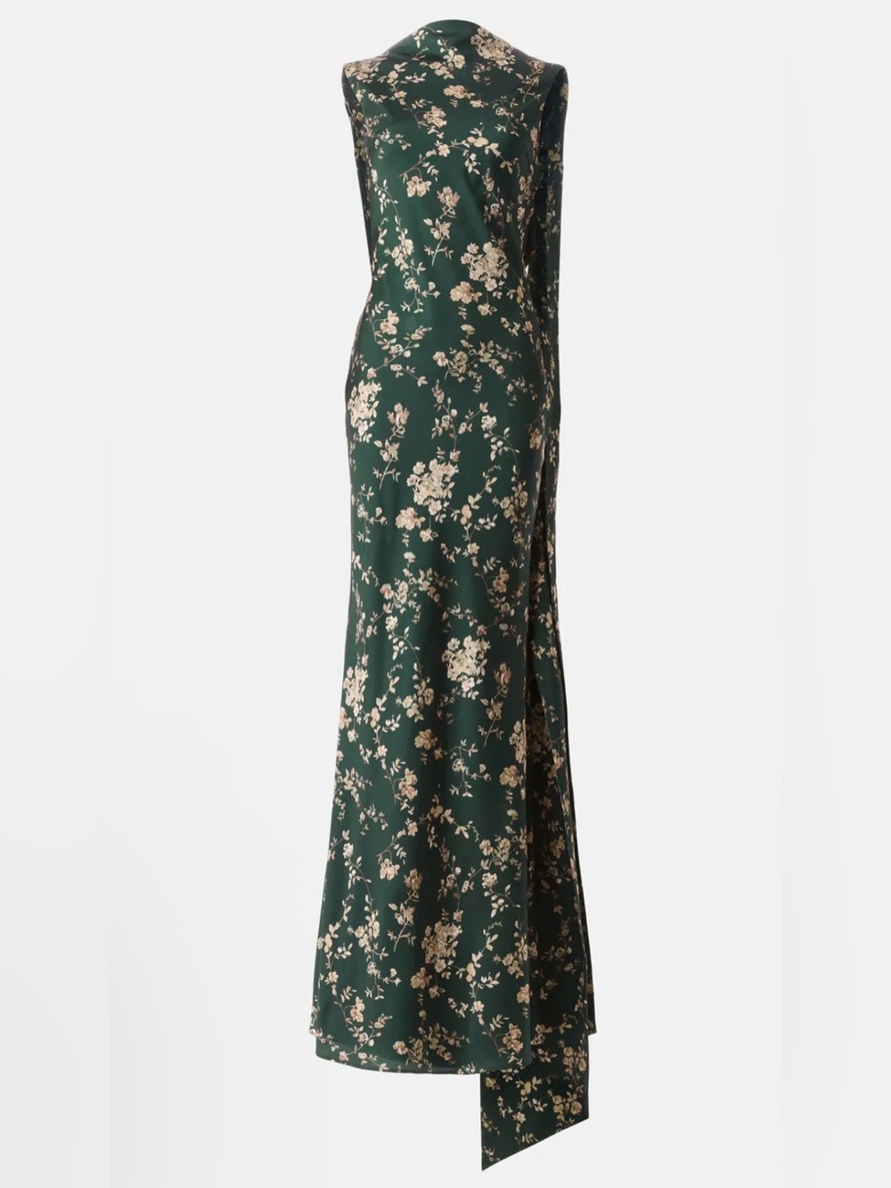 Sau Lee Callie Printed Gown Elegant Dark Green Floral Evening Gown